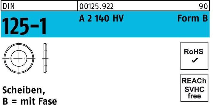 Produktbild Unterlegscheibe DIN 125-1 Form A 17 x30 x3 A 2 140 HV