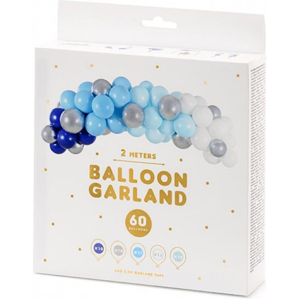 Partydeco Bogen aus Luftballons Blau und Silber