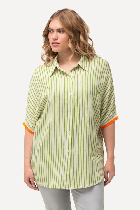 Immagine prodotto Ulla Popken Camicia dal taglio oversize in misto lino con collo da camicia e mezze maniche (50, 52)