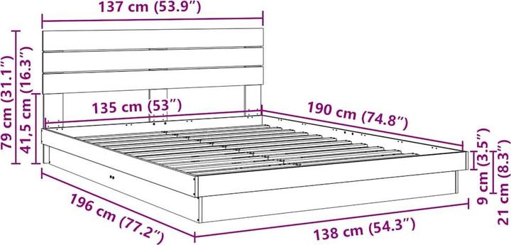 Image du produit vidaXL Bettgestell (135 x 190 cm)