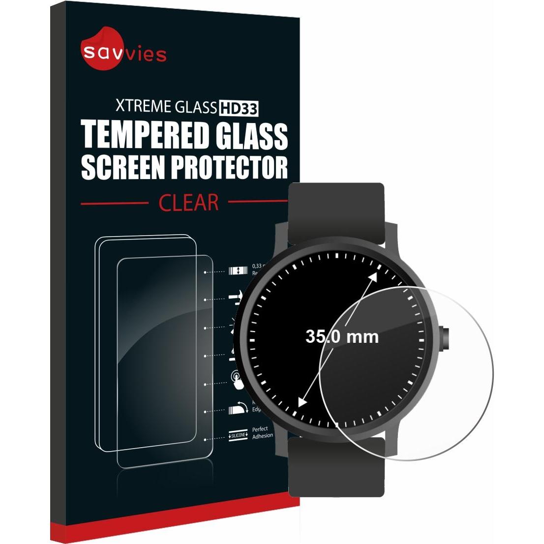 Savvies Panzerglas Schutzglas Displayschutz, Smartwatch Schutzfolie, Transparent