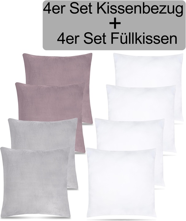 Produktbild Aspero 4er Set Kissenbezüge inkl. Füllung Tamara (Kopfkissenbezug, 45 x 45 cm)