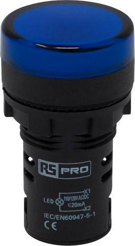 Produktbild RS PRO Kontrollleuchtenanzeige LED blau 110V