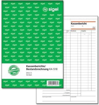Produktbild Sigel Kassenbericht/Bestandsrechnung Formularbuch (50 x)