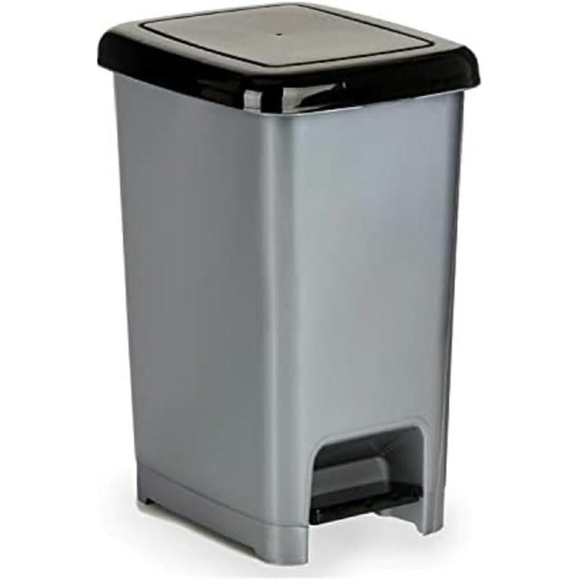 Natec Pedal bin Black Grey Plastic 25 L (37 x 47 x 26,9 cm) (8 Units), Pattumiera, Nero, Grigio