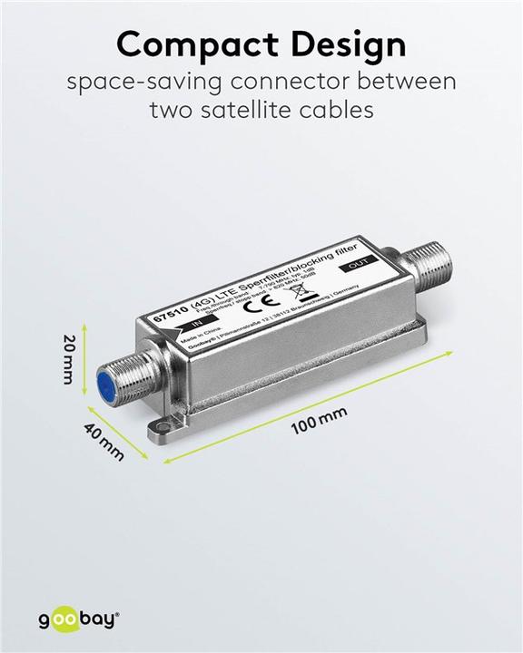 Produktbild Goobay LTE/4G Sperrfilter F-Buchse - F-Buchse (Sonstige)