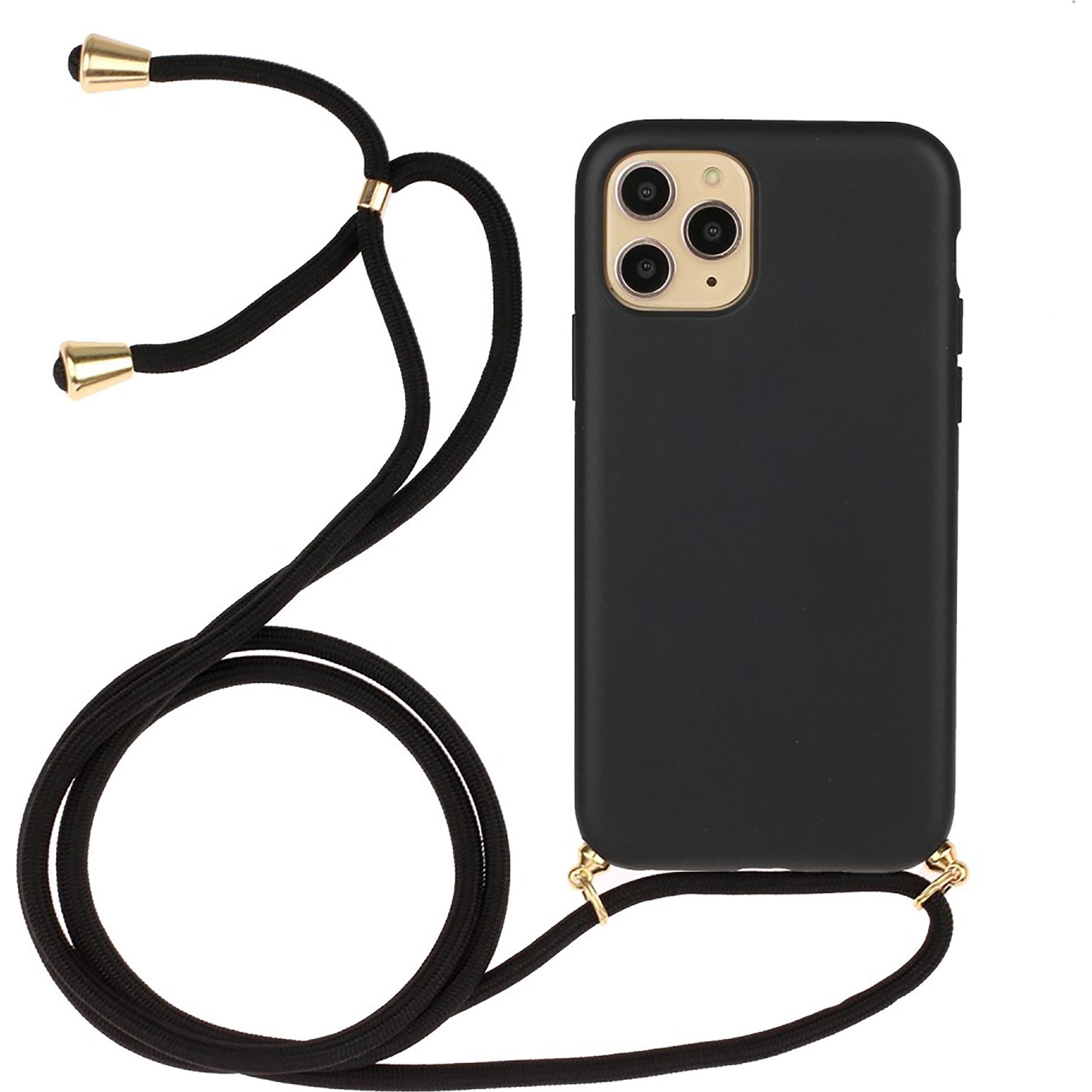 Cazy Handykette Hülle Kompatibel mit iPhone 13 Pro Max - Silikon Handyhülle mit Band Necklace Hülle -, Handykette, Schwa...