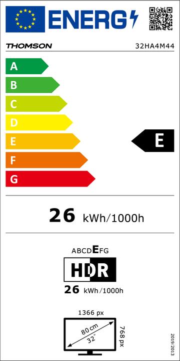 Etichetta energetica Thomson 32HA4M44 Smart TV 32 Pollici HD (32", HD 768p)