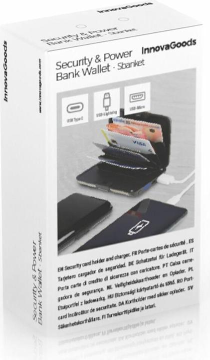 Actual product image InnovaGoods RFID card holder and powerbank Sbanket (2500 mAh, 9.25 W, 9.25 Wh)