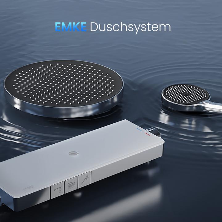 Actual product image Emke Thermostatic Shower System with Overhead Rain Shower, Hand Shower, and Lower Outlet, Chrome