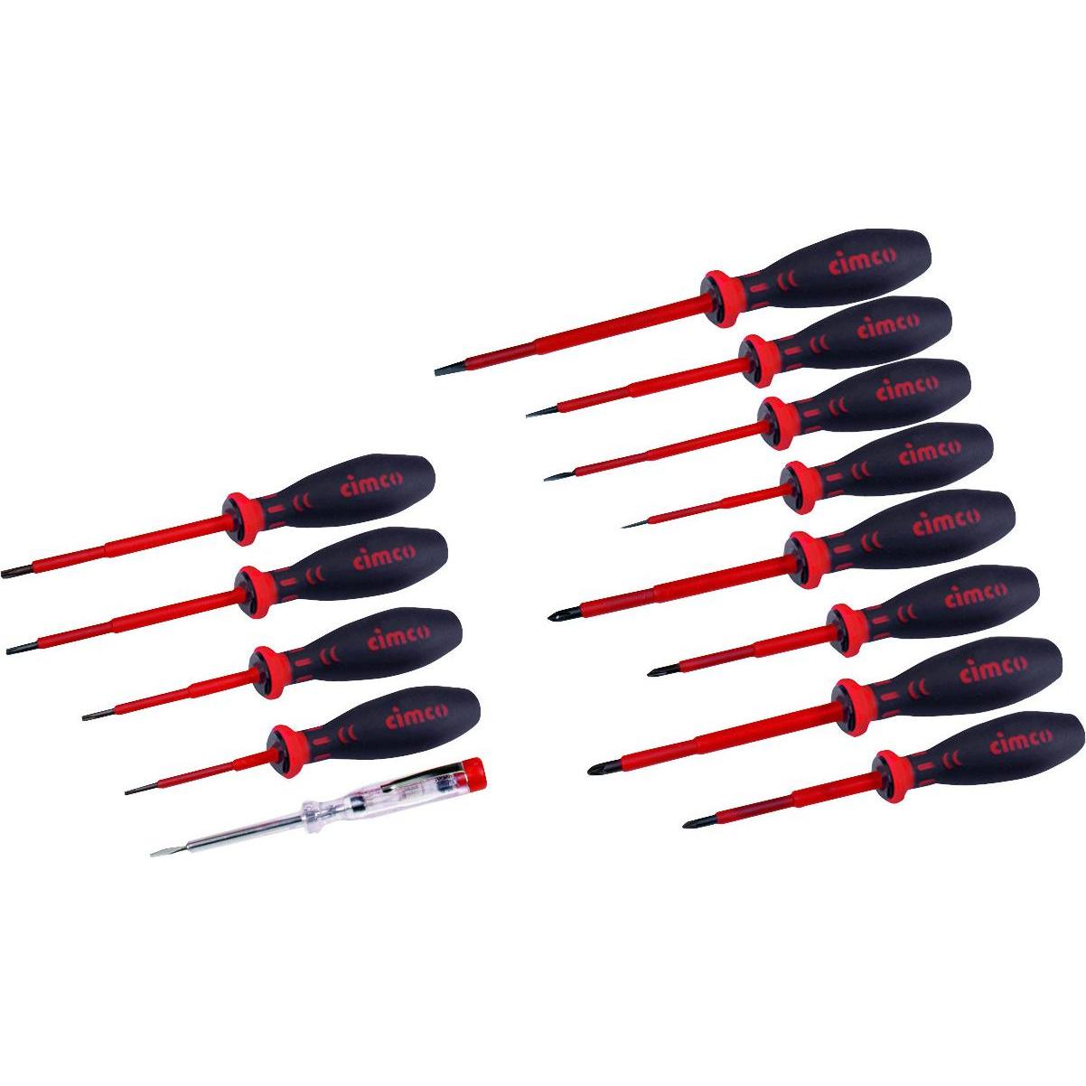 Cimco, Cacciavite, Set di cacciaviti VDE 13pcs (Fessura croce Phillipps (PH), Torx (TX), Cacciavite a croce PZ, Viti con testa a intaglio)