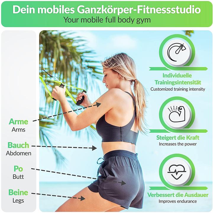 Produktbild BodyCross Schlingentrainer mit Umlenkrolle (Limette)