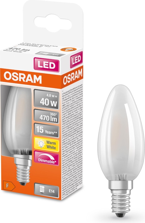 Produktbild Osram Led Retrofit Classic B (E14, 4.80 W, 470 lm, 1 x, F)