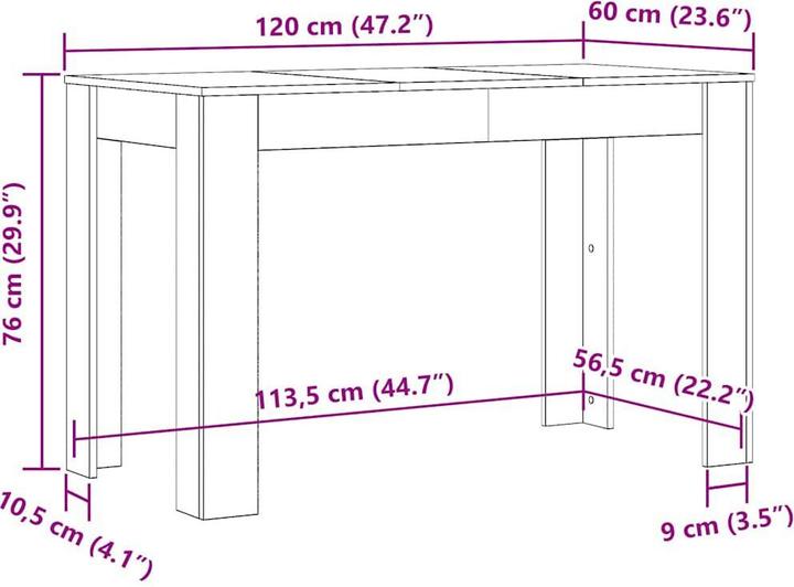 Image du produit vidaXL Esstisch (120 x 60 x 76 cm)