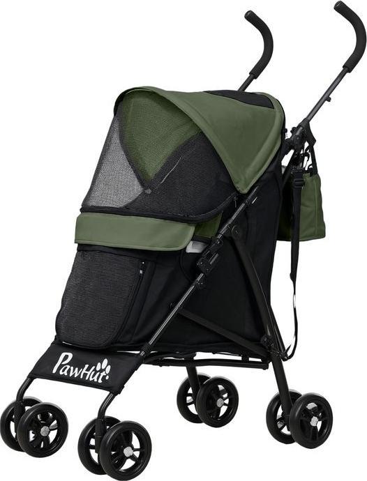 Actual product image Swisshandel24 Hundewagen Hundebuggy klappbar für Hunde & Katzen bis 4 kg Dunkelgrün (Cat, Dog, Foldable, Safety closure, Washable)