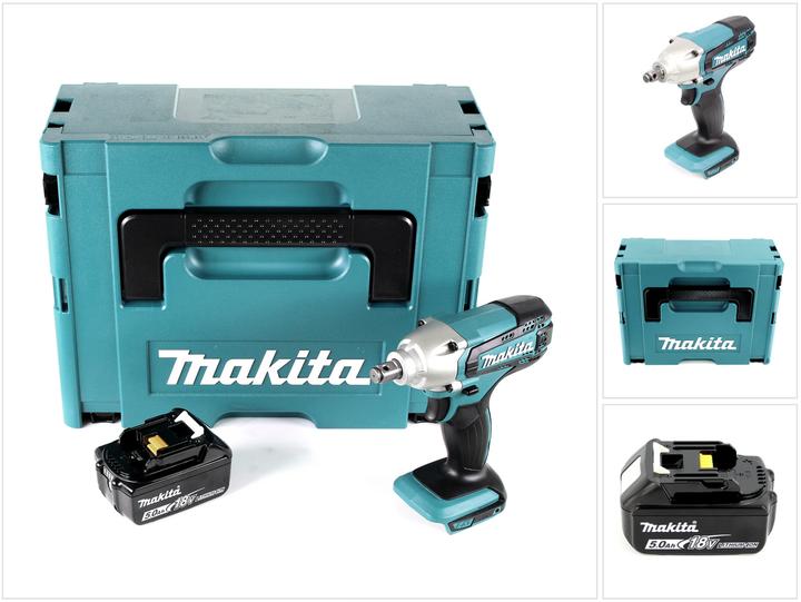 Actual product image Makita DTW 190 T1J 18V Li-Ion cordless impact wrench in Makpac - with 1x BL 1850 5.0 Ah battery, without (Rechargeable battery operated)