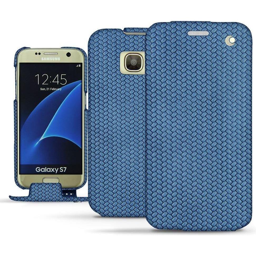 Noreve Lederschutzhülle vertikal (Samsung Galaxy S7), Smartphone Hülle, Blau