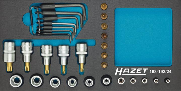 Actual product image HAZET Socket set ∙ TORX 163-192/24 ∙ Square, hollow 12.5 mm (1/2 inch), Square, hollow 6.3 mm (1/4…