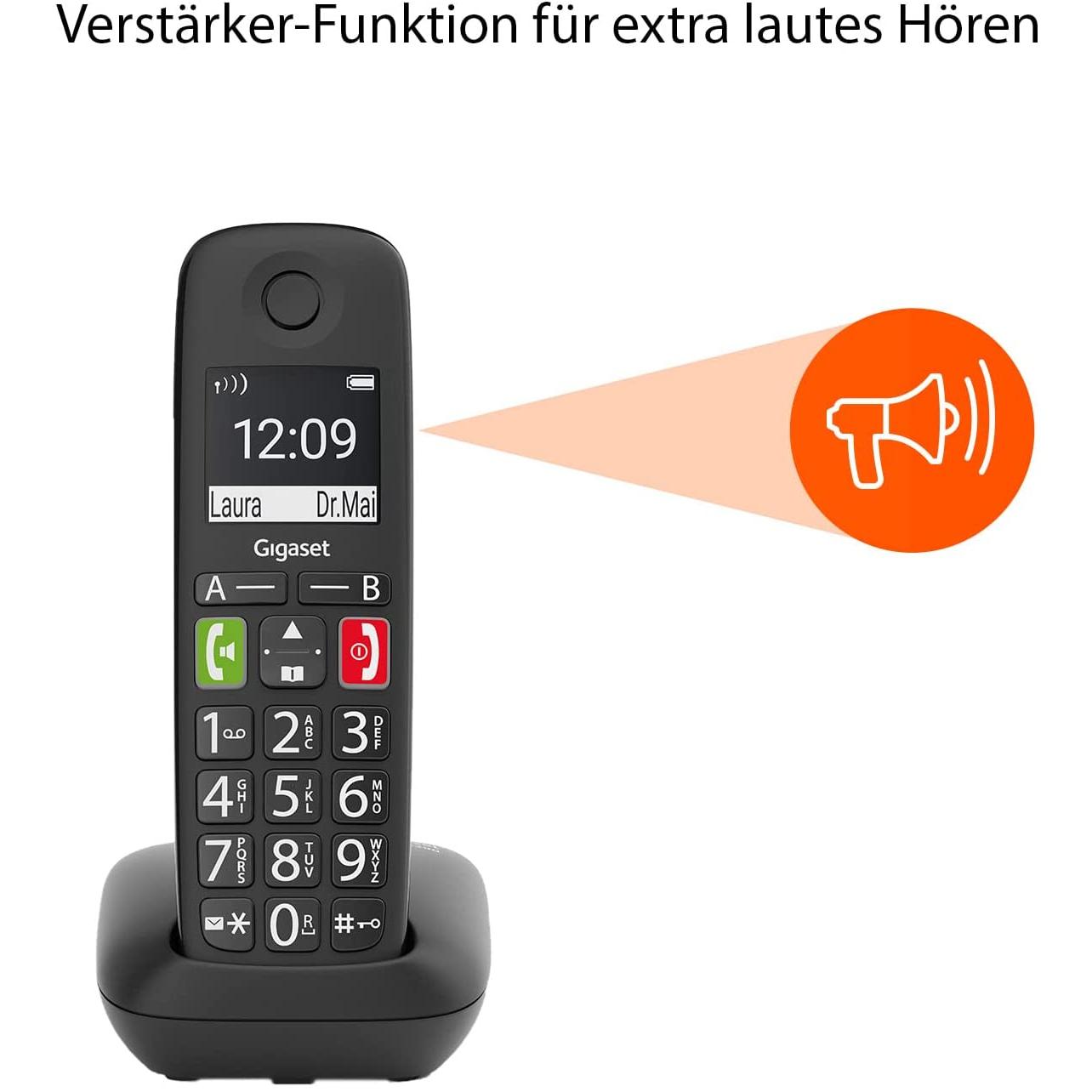 Gigaset E290 (DE-Version), Telefon, Schwarz