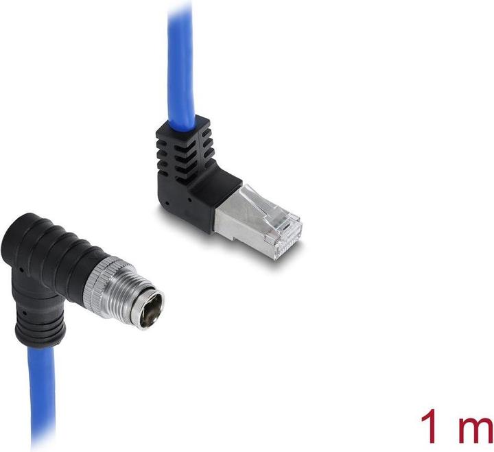 Produktbild Delock M12 Kabel X-kodiert 8 Pin Stecker nach unten gewinkel (S/FTP)