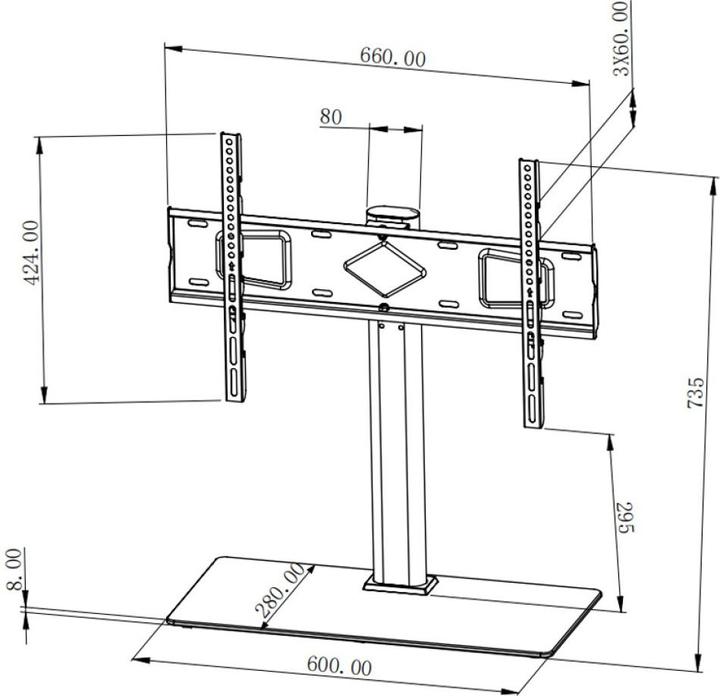 Actual product image Techly Universal Desk Support for TVs (65", 45 kg)