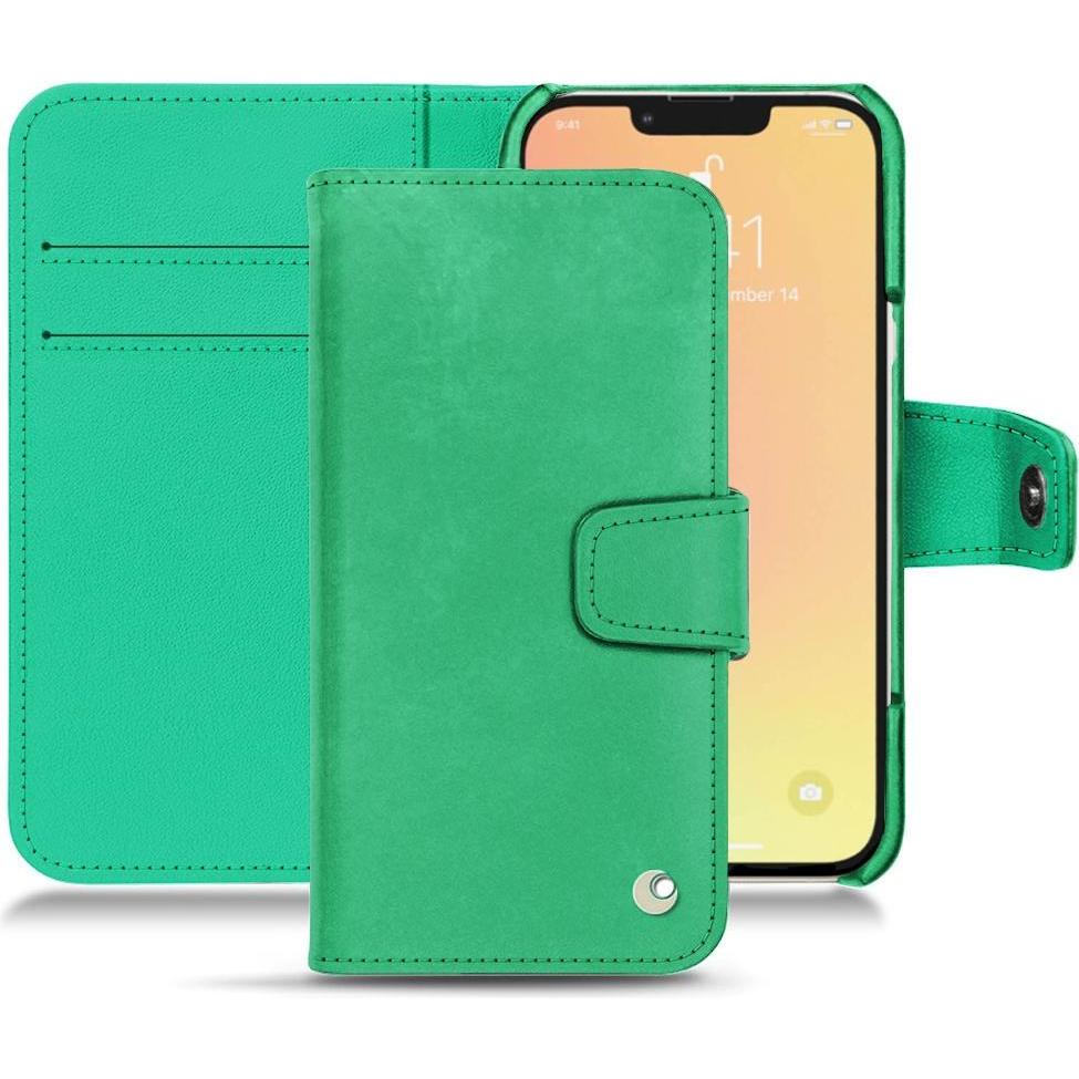Noreve Lederschutzhülle Wallet (Apple iPhone 13 mini), Smartphone Hülle, Grün