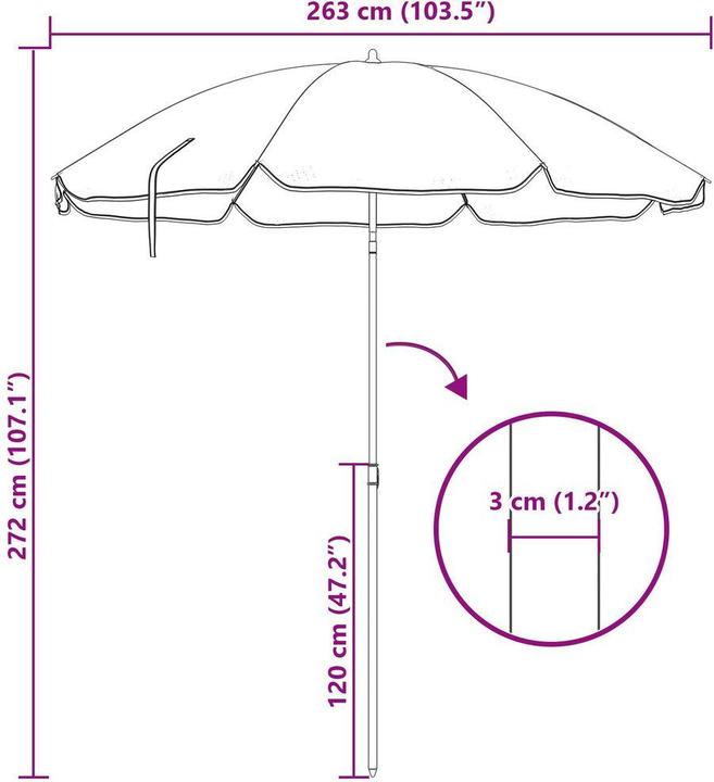 Immagine prodotto vidaXL Ombrellone da spiaggia (2.63 m)