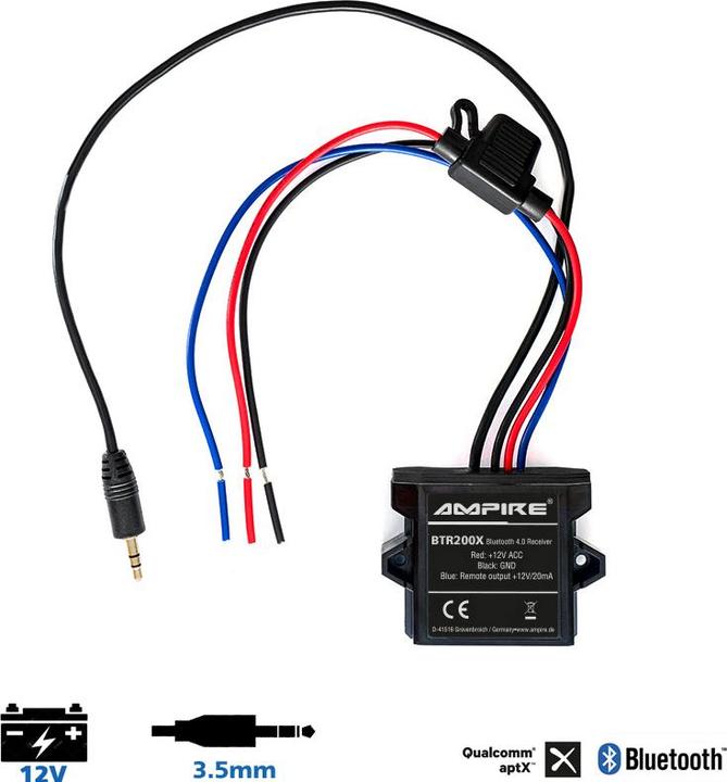 Actual product image Ampire Bluetooth Receiver, 3.5mm jack, 12 Volt, aptX (Transmitter & Receiver)