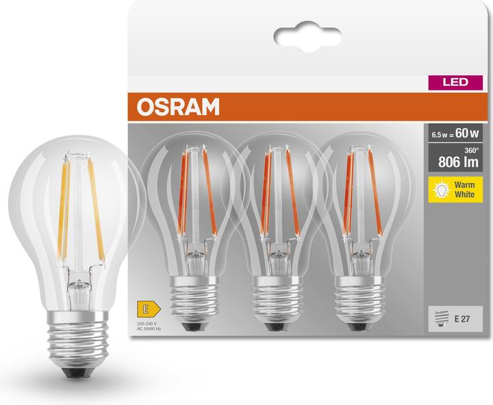 Produktbild Osram Led Base Classic A (E27, 6.50 W, 806 lm, 3 x, F)