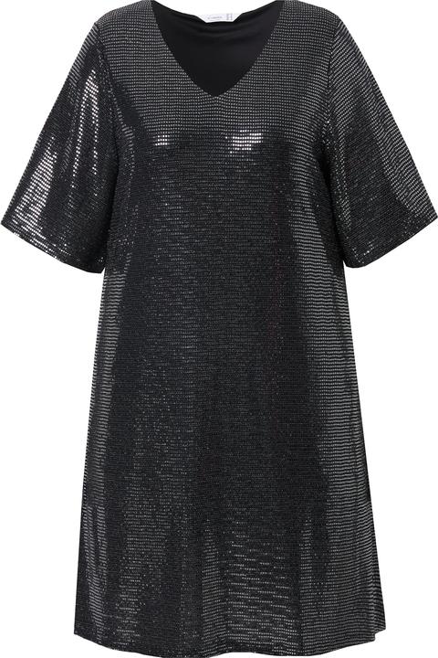 Immagine prodotto Miamoda Damen grosse Grössen Kleid, A-Linie, Pailletten-Optik, 3/4-Ärmel silber 56 836334131-56 (56)