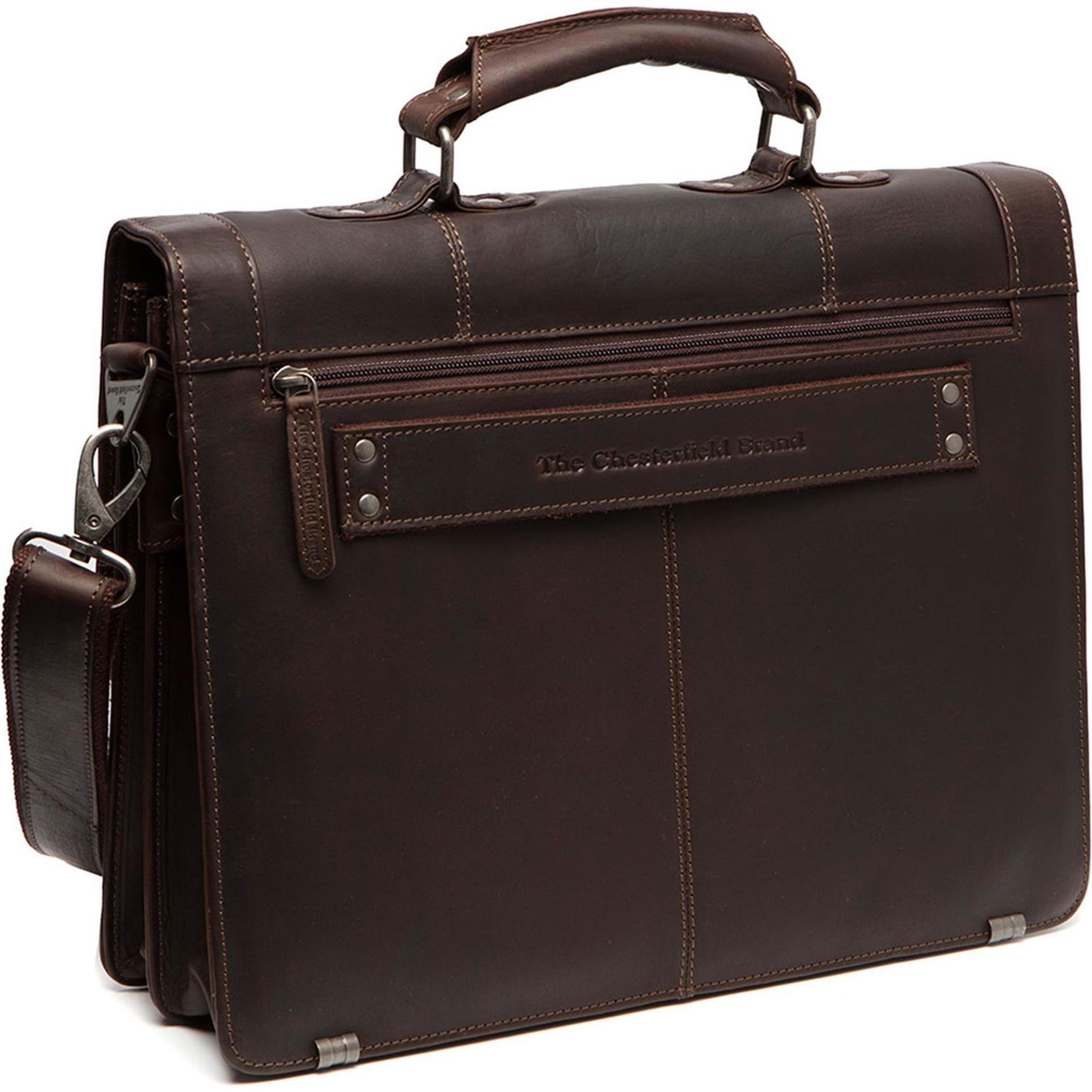 The Chesterfield Brand Aktetas - Lederen Laptoptas 40 Cm, Bruin, Met Schouderriem