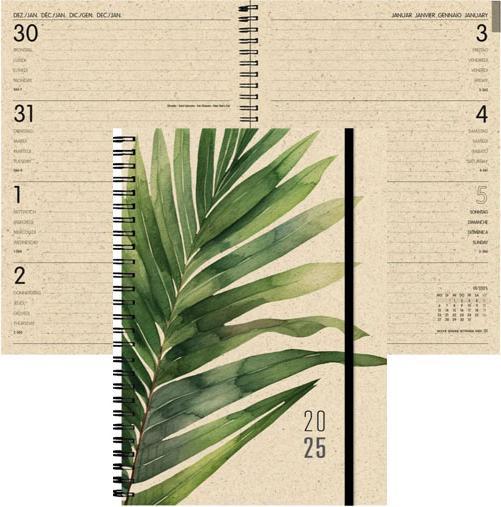 Produktbild Simplex Wochenagenda Graspapier 2025 40407.25 1W/2S Jungle ML 14.8x21cm (A5, 1 Woche / 2 Seiten)