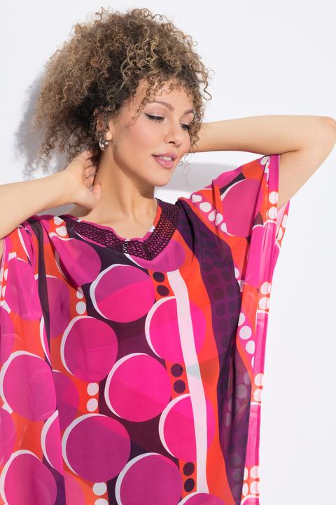 Produktbild Ulla Popken Tunika, Chiffon, Punkte, Oversized, V-Ausschnitt, Halbarm (42, 44, 46, 48)