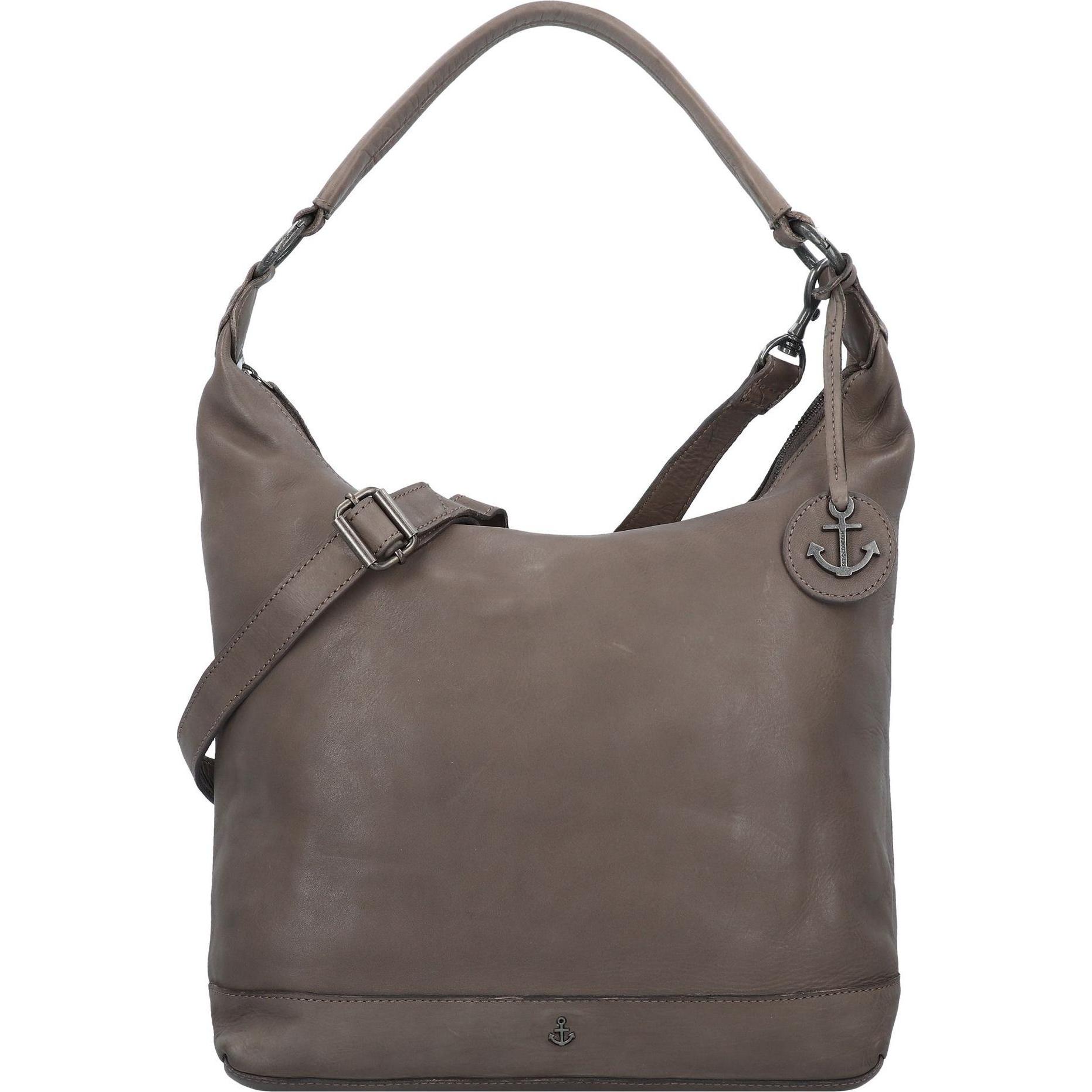 Harbour 2nd, Handtasche, Anchor Love Emmy Schultertasche Leder 39 cm, Grau