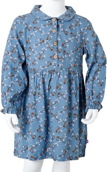 Produktbild vidaXL Kinderkleid mit Langen Ärmeln Petrolblau 92,Material: 50 (92)