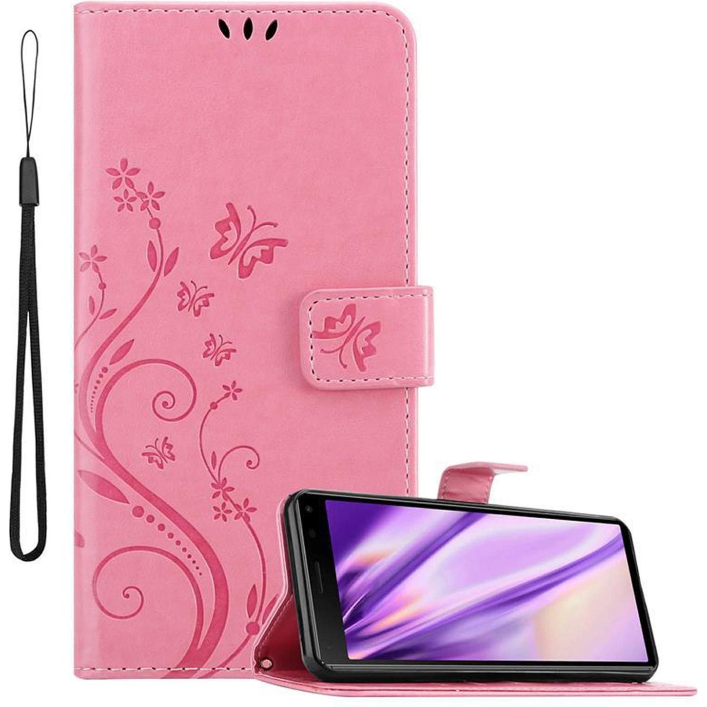Cadorabo Flower Book Cover (Sony Xperia 8), Smartphone Hülle, Rosa