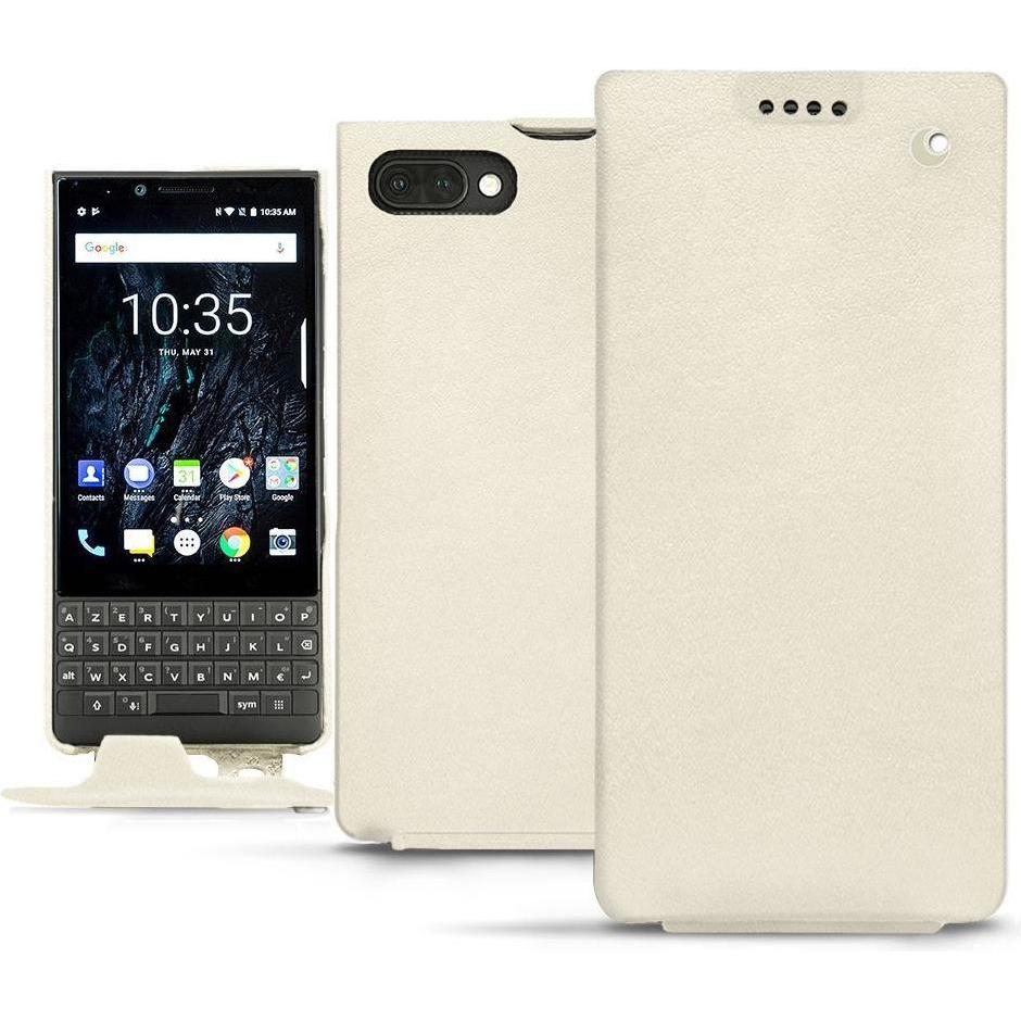 Noreve Lederschutzhülle vertikal (Blackberry KEY2), Smartphone Hülle, Weiss
