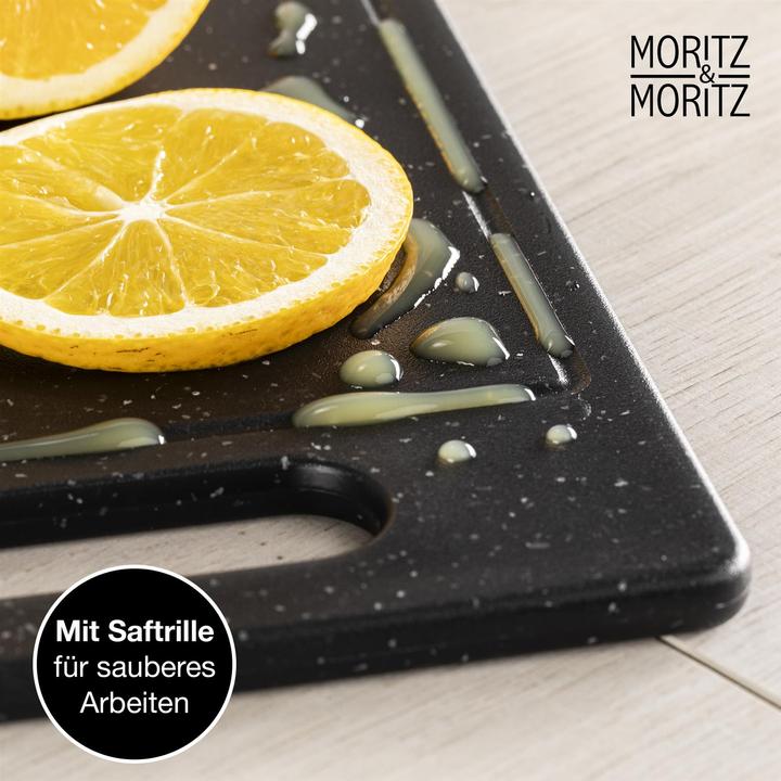 Image du produit Moritz & Moritz 2X planches à découper en plastique avec rainure à jus aspect granit - 25 x 15 cm