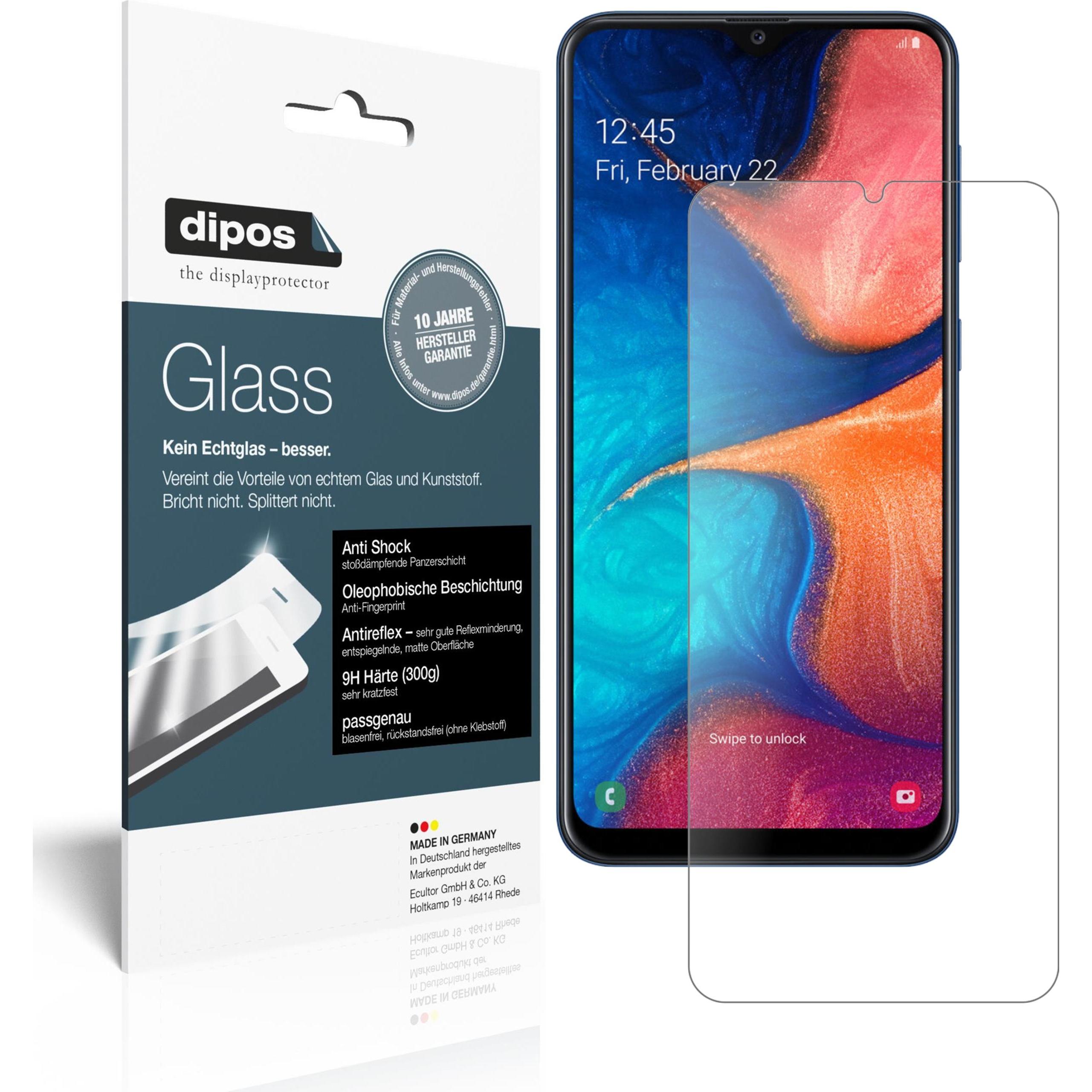 Dipos Displayschutz Anti-Shock (2 Stück, Samsung Galaxy A20e), Smartphone Schutzfolie, Transparent