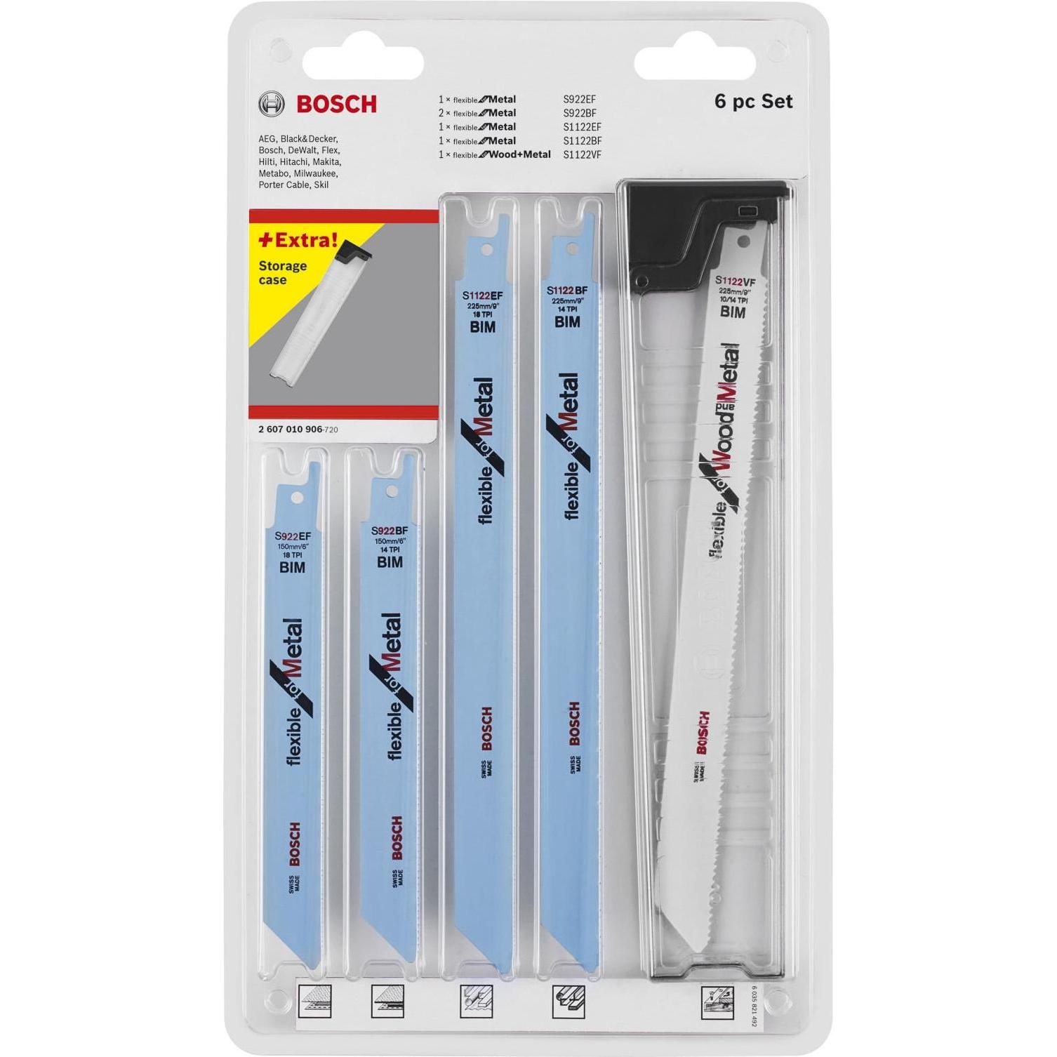 Bosch Professional Zubehör, Lama, Set di lame per sega alternativa da 6 pezzi, legno e metallo