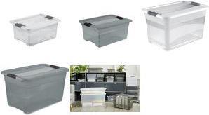 Productafbeelding keeeper Opbergdoos "cornelia", 83 liter, transparant Doos en deksel: transparant / clips: zwart (83 l)