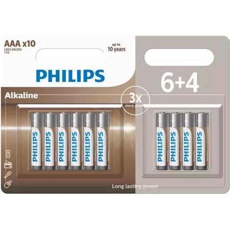 Thumbnail - Philips LR03A10BP/10, Single-use battery, AAA, Alkaline, 1.5 V, 10 pc(s), 5 year(s) (10 Stk., AAA), Batterien + Akkus
