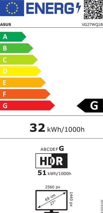 Label énergétique ASUS TUF Gaming VG27WQ1B (2560 x 1440 pixels, 27")