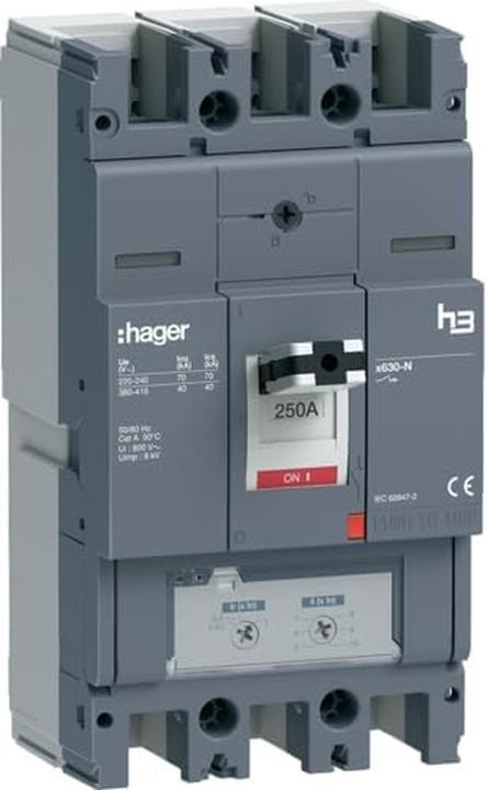 Hager HNJ250DR h3 x630 TM ADJ 3P3D 250A 40kA Circuit breaker