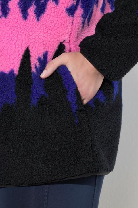 Immagine prodotto Ulla Popken Giacca di pile con montagne, collo alto e zip a cursore doppio (46, 48)