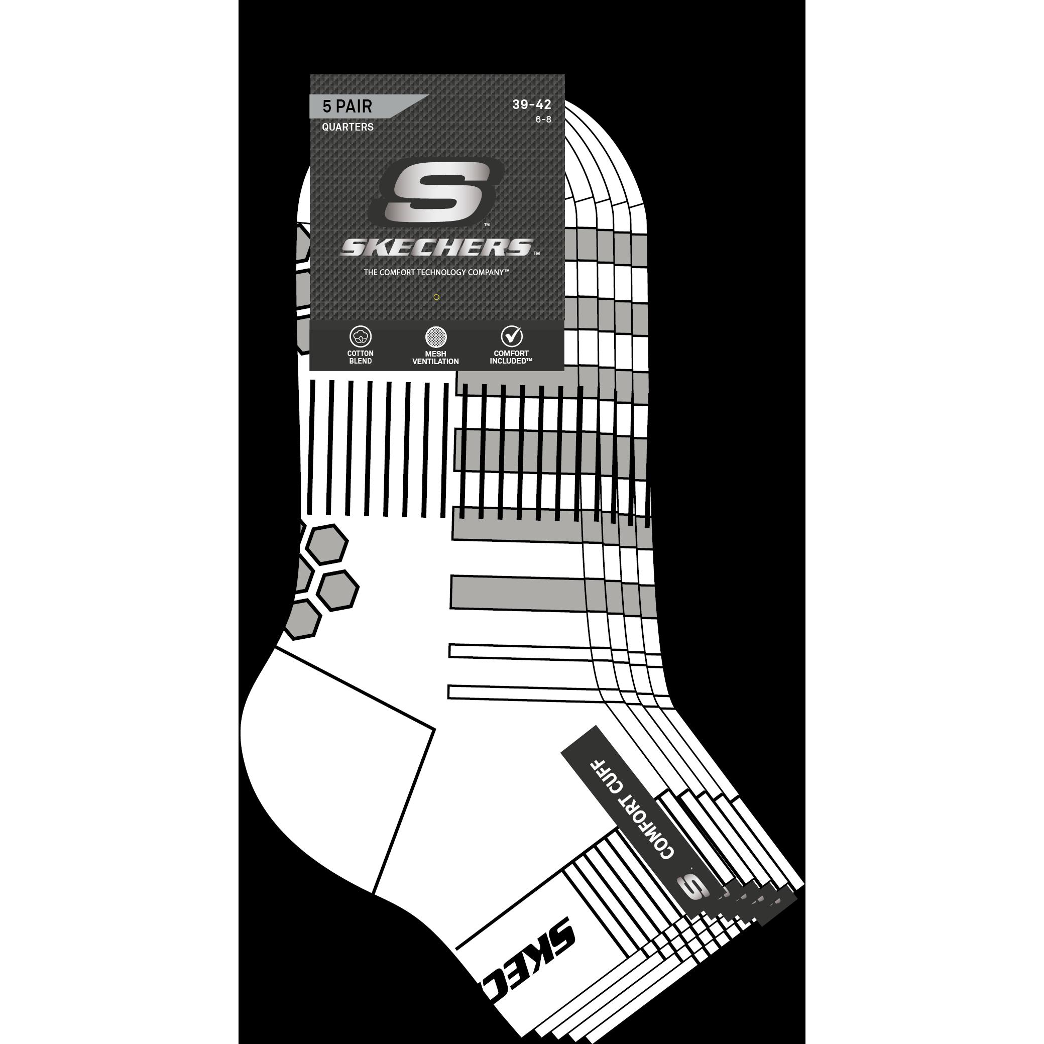 Thumbnail - Skechers, Unisex, Socken, Unisex mesh ventilation Quarter 5p, Weiss, (5er Pack, 39, 42)