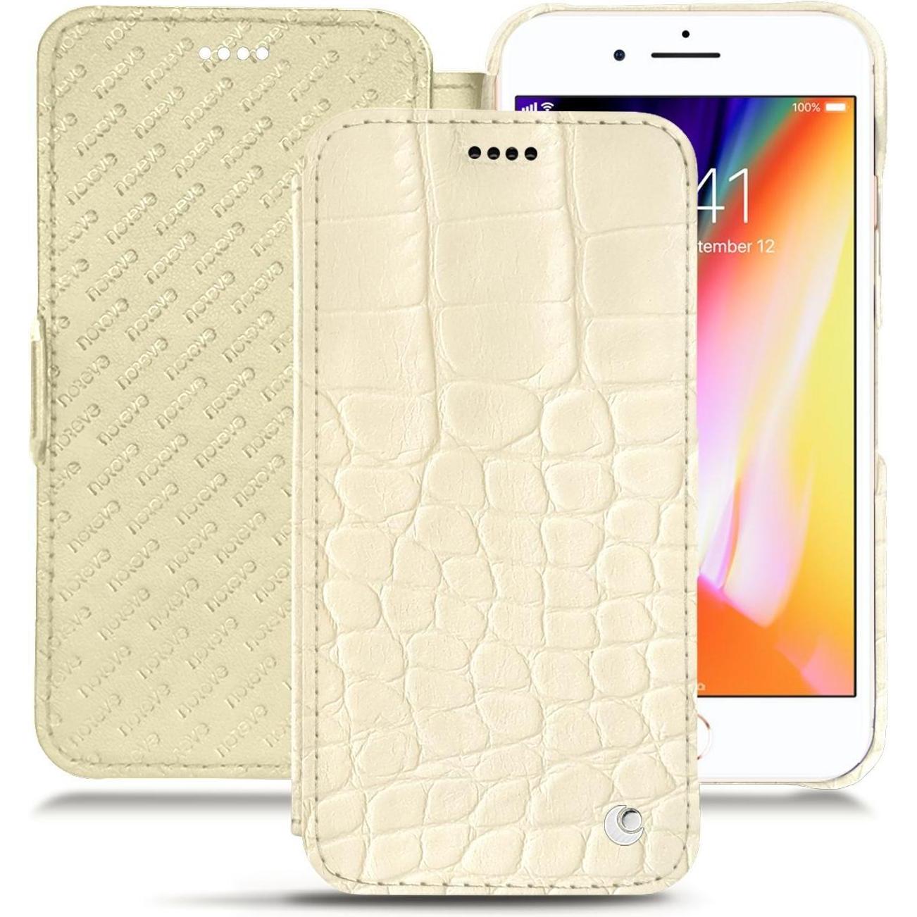 Noreve Lederschutzhülle horizontal (Apple iPhone 8 Plus), Smartphone Hülle, Weiss