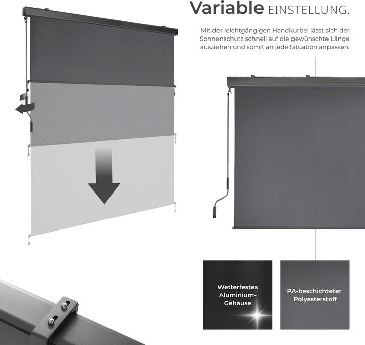 Actual product image tectake Vertical awning Eloise with 2 wall brackets (1.60 m)