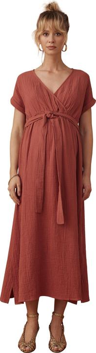 Image du produit Envie de Fraise Robe en mousseline de soie pour la grossesse et l'allaitement, effet cache-coeur (46)