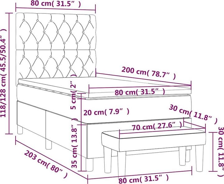 Actual product image vidaXL Boxspringbett (80 x 200 cm)